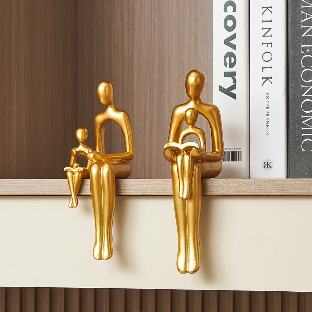 Luxe Gouden Familiebeeld voor Huisdecoratie
